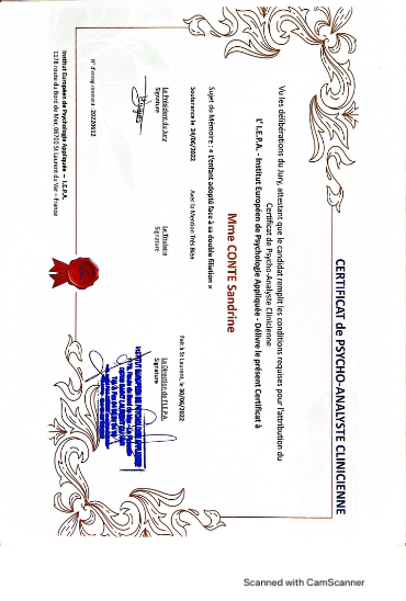 photo diplome Sandrine Conte 