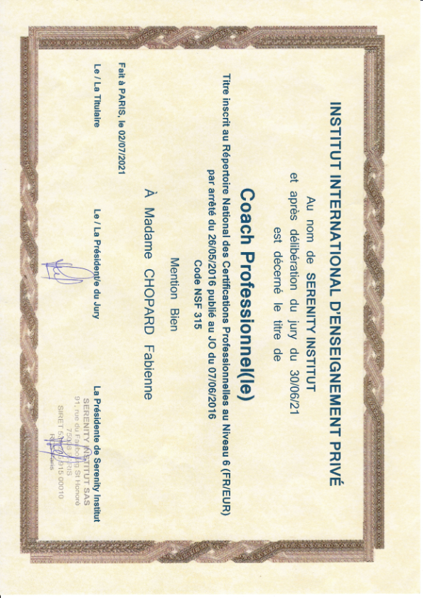 photo diplome Fabienne CHOPARD