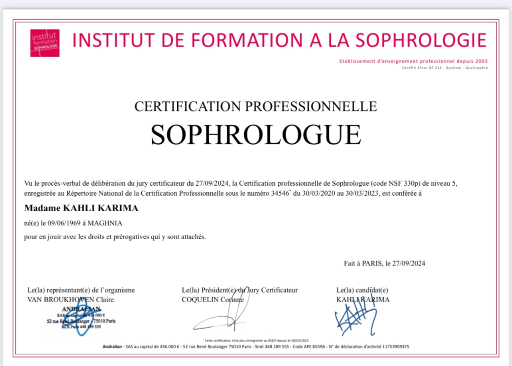 photo diplome Kahli karima