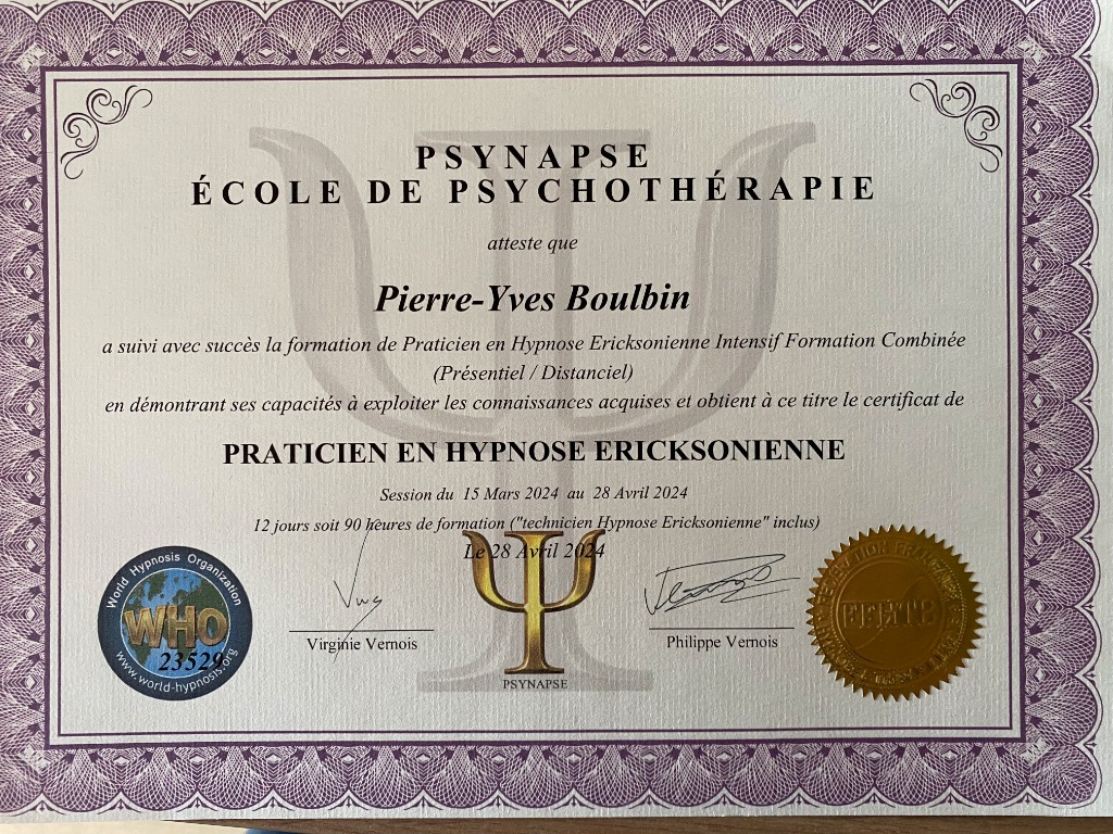 photo diplome Gouesnou hypnose