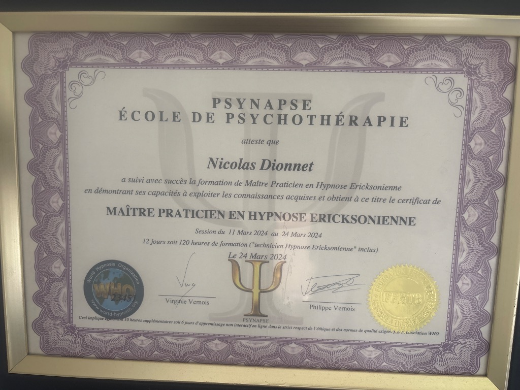 photo diplome Nicolas Dionnet