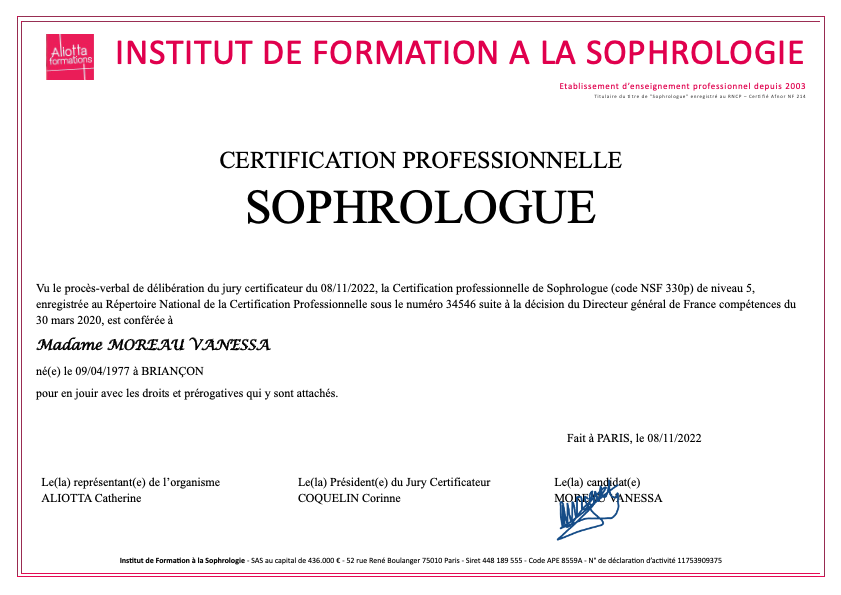 photo diplome Vanessa Moreau