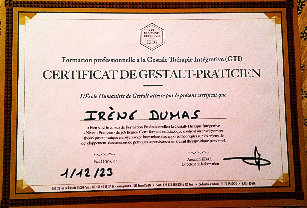 photo diplome Irène Dumas