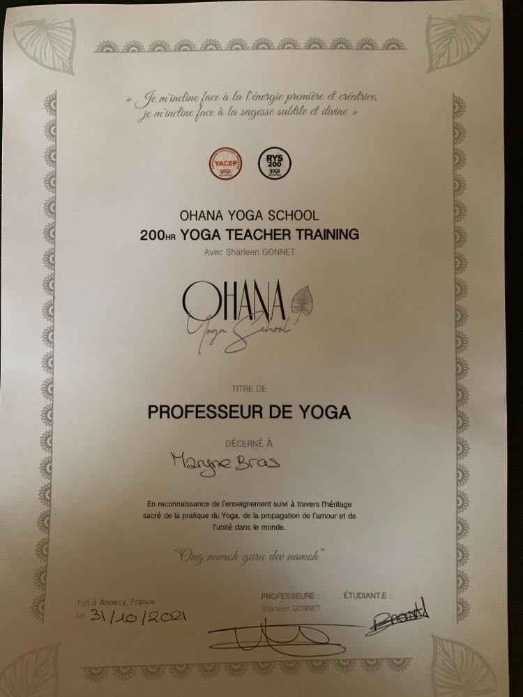 photo diplome Yoga maryne 