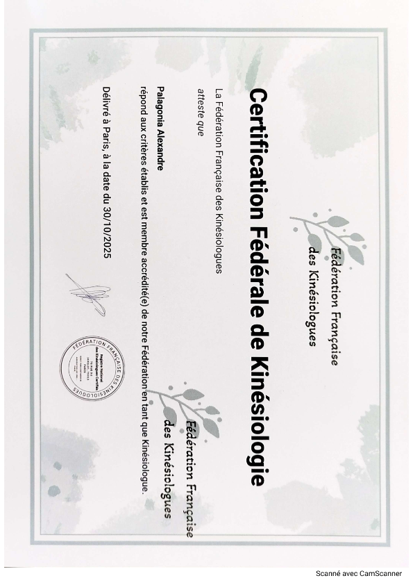 photo diplome Une parenthèse kinésio