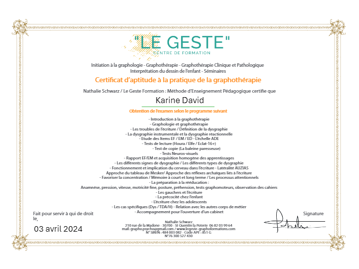 photo diplome Karine DAVID