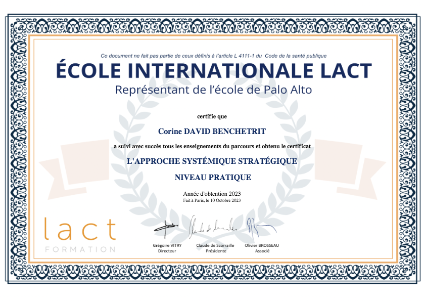 photo diplome Corine David Benchetrit