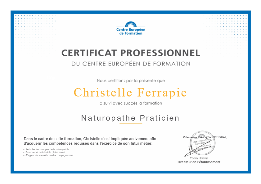 photo diplome Christelle ferrapie