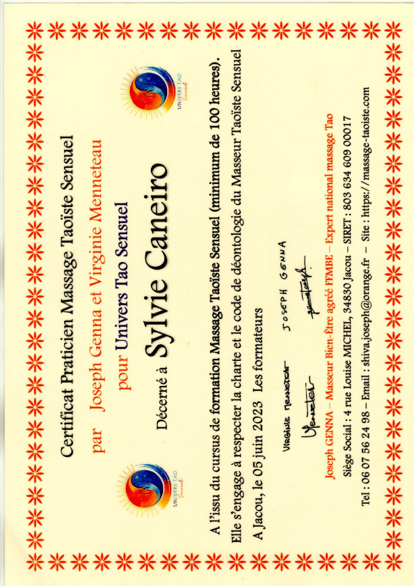 photo diplome Sylvie Caneiro - Conn’essence de soi