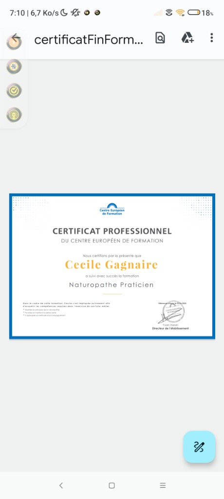 photo diplome Cécile Gagnaire