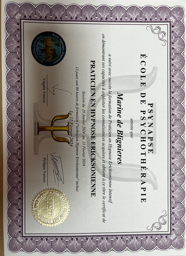 photo diplome Marine de Blignières