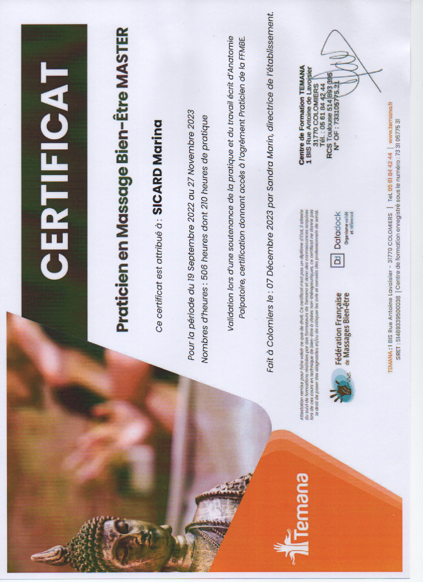 photo diplome Marina Sicard