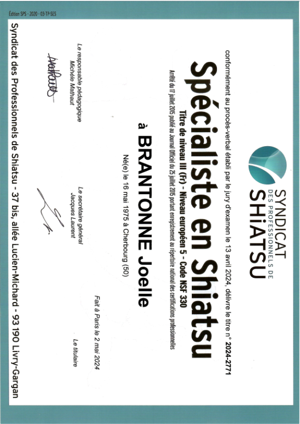 photo diplome Joëlle BRANTONNE