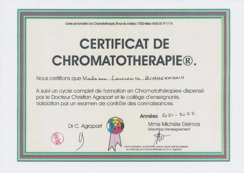 photo diplome Laurence Zimmermann