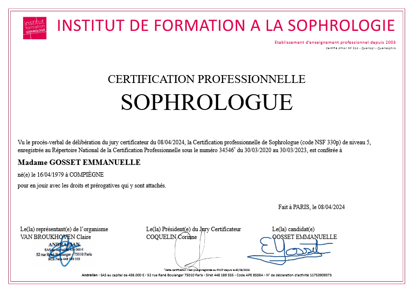 photo diplome GOSSET Emmanuelle