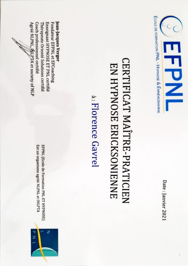 photo diplome Gavrel Florence Ressource & Vous