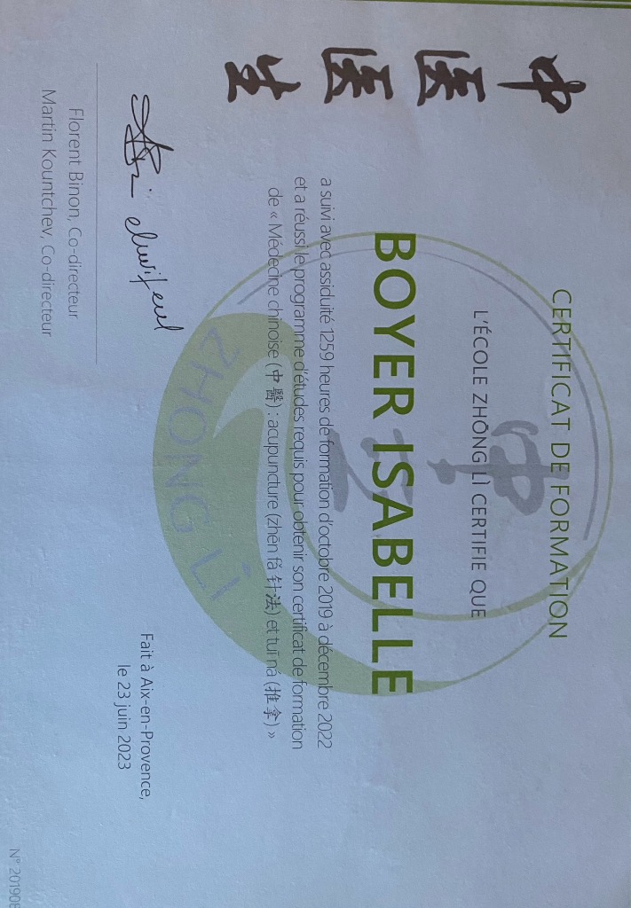 photo diplome Isabelle Boyer