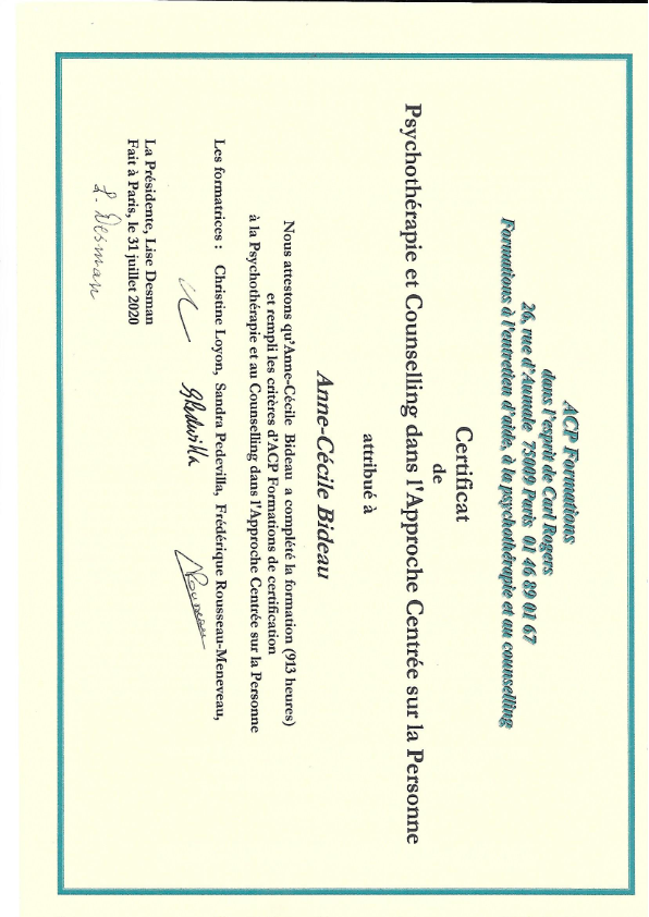 photo diplome Anne-Cécile BIDEAU 