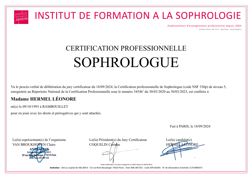 photo diplome Léonore Hermel