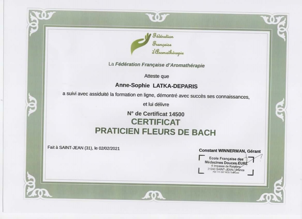 photo diplome Fleurs & Elixirs 