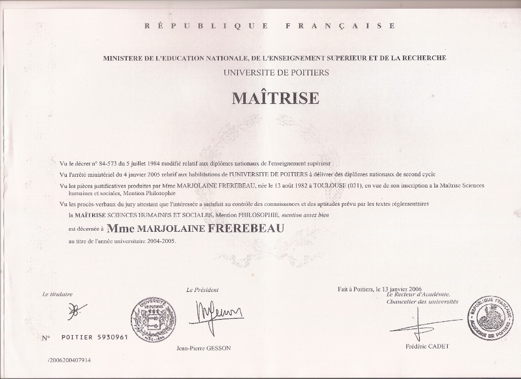 photo diplome Frerebeau Marjolaine 