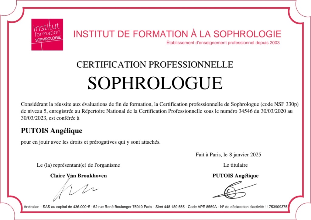 photo diplome Angélique PUTOIS