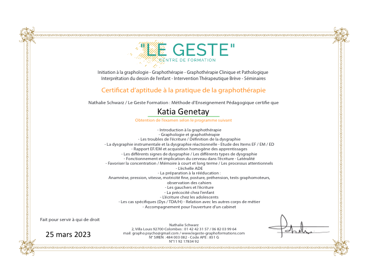 photo diplome Katia GENETAY 