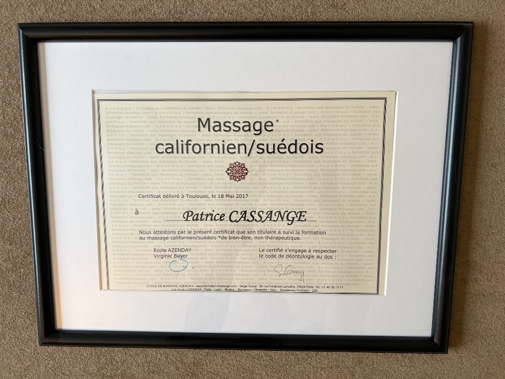 photo diplome L’ART ZEN MASSAGES