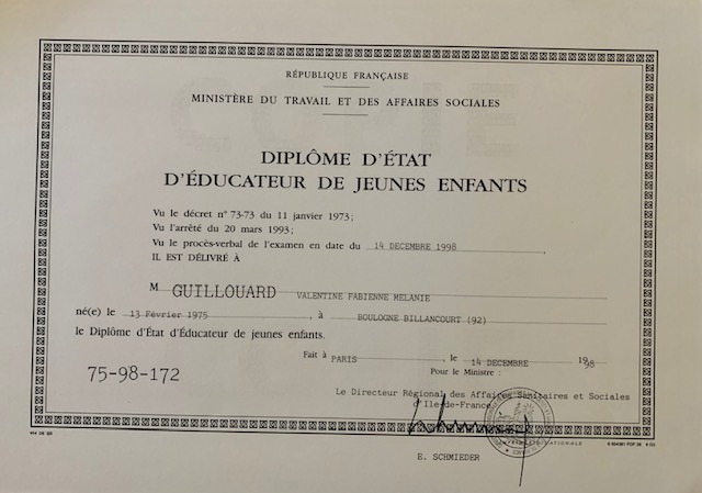 photo diplome Valentine Bernard E.I