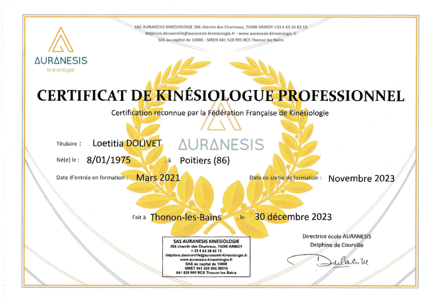 photo diplome Loetitia Dolivet