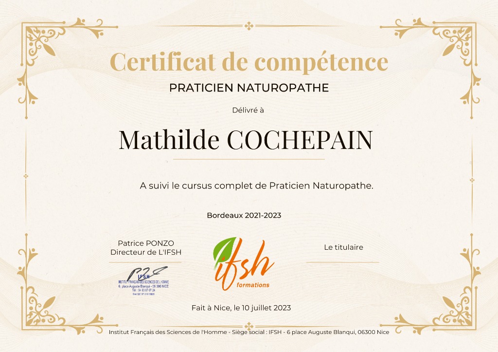 photo diplome Mathilde Cochepain