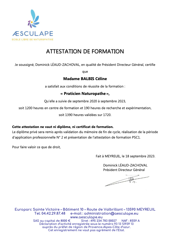 photo diplome Céline BALBIS