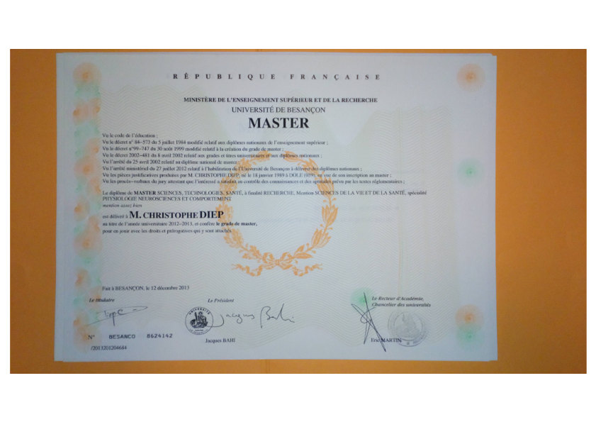 photo diplome Christophe DIEP