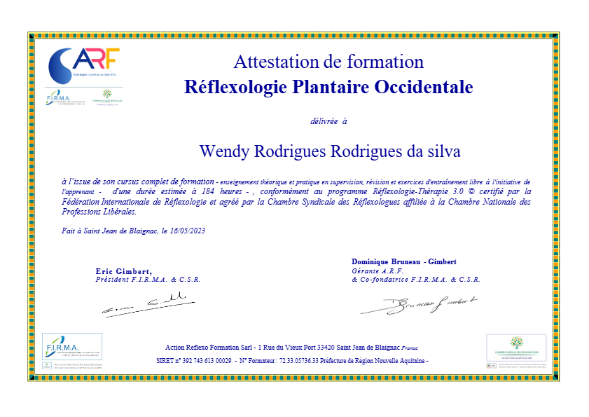 photo diplome L’Harmonie Colibri