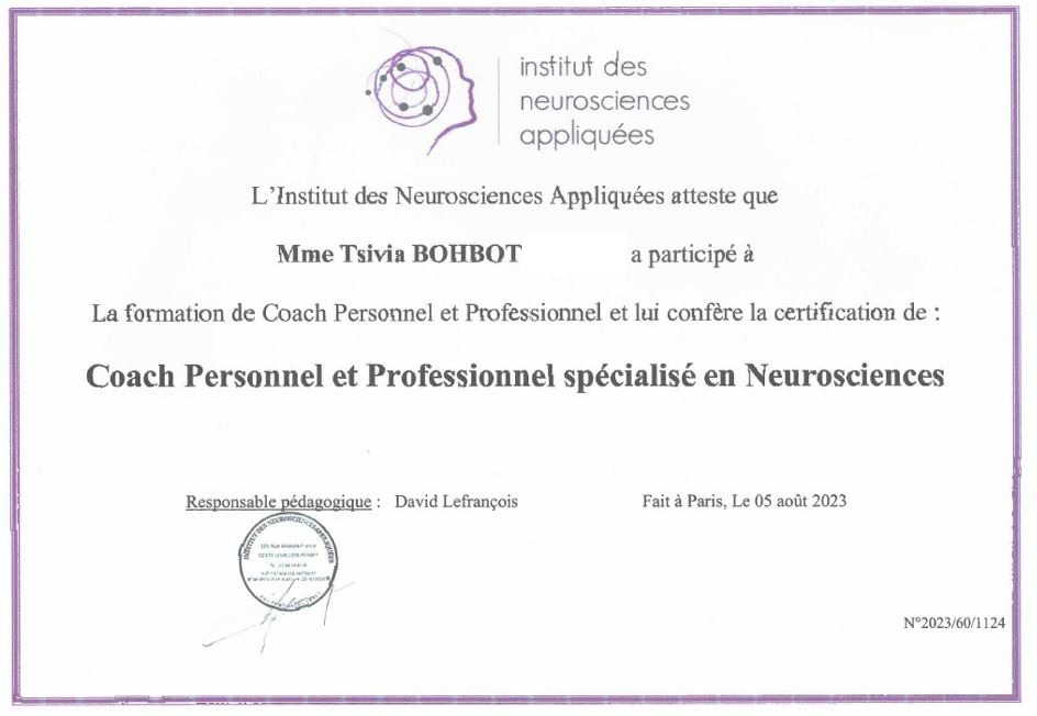 photo diplome Bohbot Tsivia 