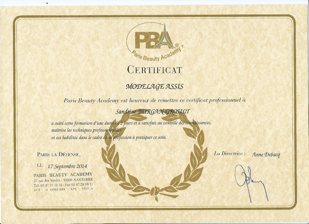 photo diplome Sandrine Burgan