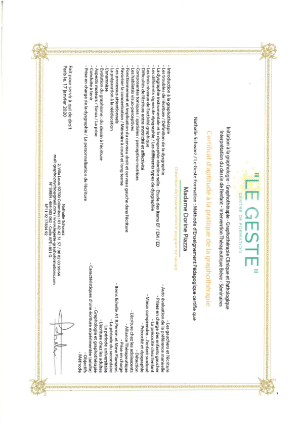 photo diplome Dorine PIAZZA