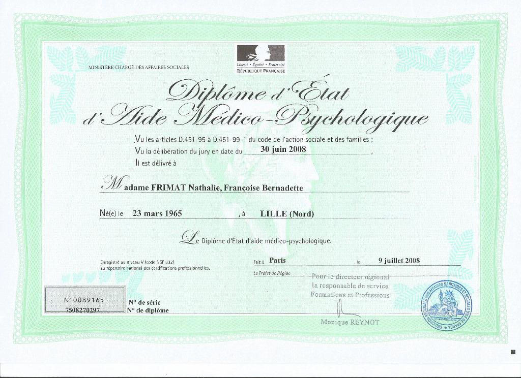 photo diplome Nathalie Frimat