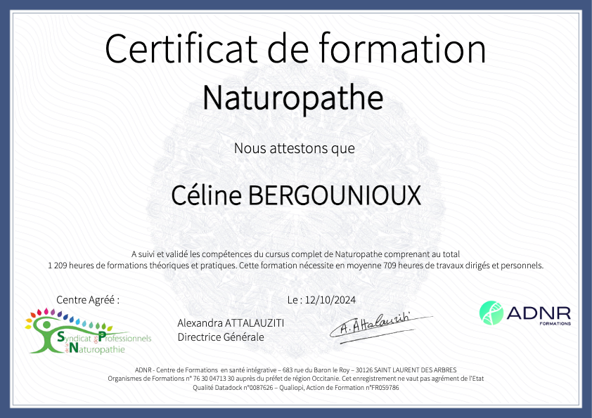 photo diplome Céline C. BERGOUNIOUX