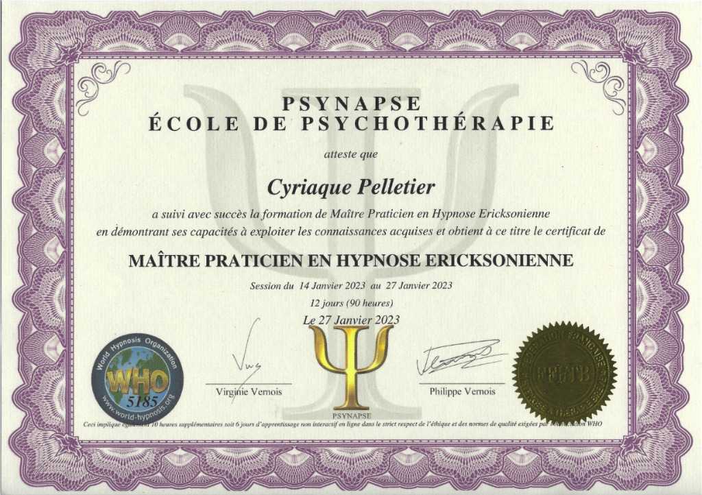 photo diplome MH Pelletier.Cyriaque