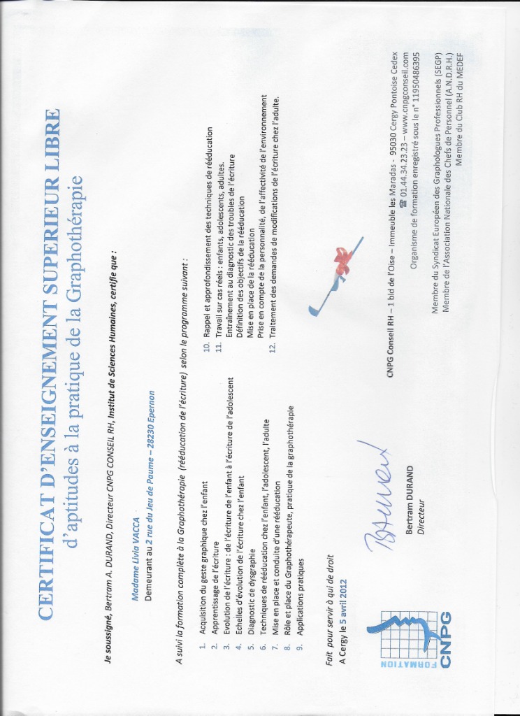 photo diplome Vacca Livia