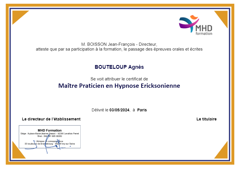 photo diplome Agnès Bouteloup - ODELA LHORIZON