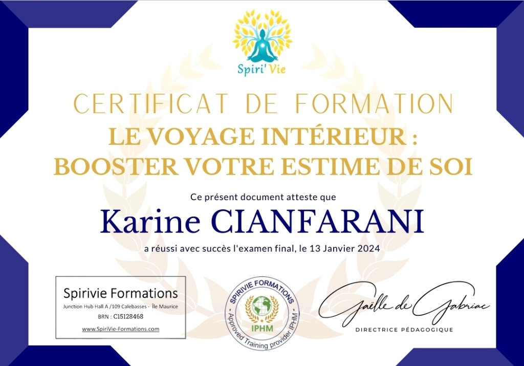 photo diplome Karine Cianfarani "Le Cocon"