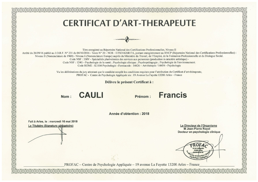 photo diplome Francis CAULI