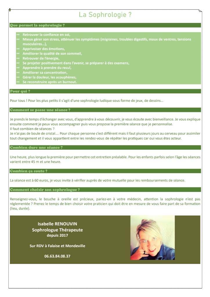photo activite Isabelle Renouvin Sophrologue