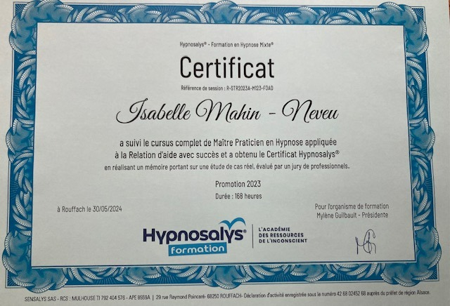 photo diplome Isabelle MAHIN