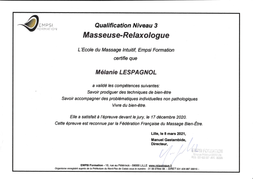photo diplome Melanie lespagnol
