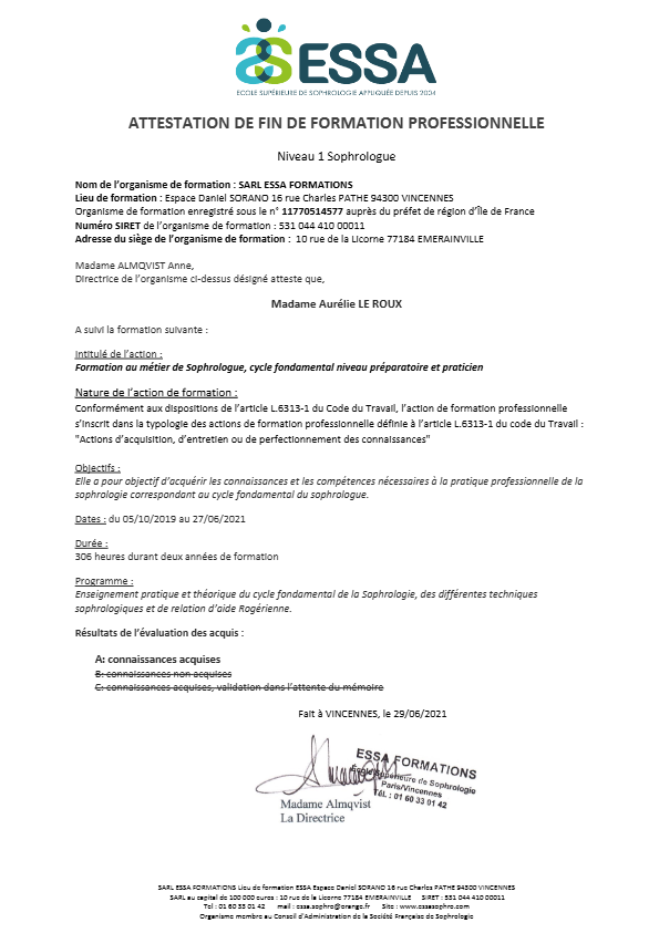 photo diplome Aurélie LE ROUX