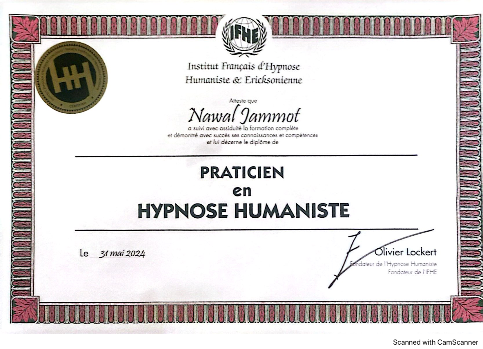 photo diplome KALAPA - Nawal JAMMOT