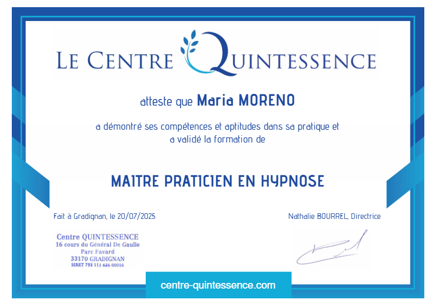 photo diplome Elementis-Maria Moreno